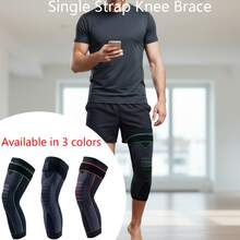 1pc Polyester Straight Long Single Strap Knee Pad, Adult Sports & Fitness Knee Support, Warm For Outdoor Use In Autumn/Winter, Available In Different Colors - Orange - View 10