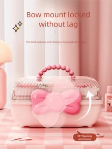 Bow Hair Accessory Storage Box, Cute Hair Clips, Hair Pins, Jewelry, Cosmetics, Dust-Proof Storage Box - Multicolor - View 3