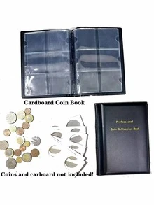 1本带硬币翻盖夹的硬币册，适用于纸板套，60个口袋，可存放5 x 5.5厘米的硬币，是硬币收藏的理想之选。完美搭配订书钉固定的聚酯薄膜翻盖套使用，可安全存放您的硬币。 - 彩色 - 查看 1
