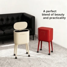 No Bending Kitchen Trash Can, Luxury High-End Large Capacity Mobile Garbage Bin For Home & Living Room