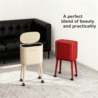 无需弯曲厨房垃圾桶，豪华高端大容量移动垃圾桶，适用于家庭和客厅