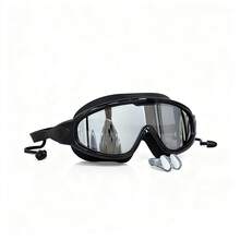成人大框防水防雾游泳镜，内置耳塞、鼻夹，清晰视野游泳眼镜配件，沙滩必需品，沙滩配件，泳池浮板
