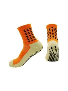 1 Pair Unisex Football/Soccer Socks, Anti-Slip Friction Breathable Mid-Calf Sports Training Match Socks