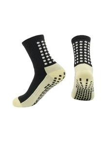 1 Pair Unisex Football/Soccer Socks, Anti-Slip Friction Breathable Mid-Calf Sports Training Match Socks