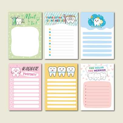 7.6*10cm Rectangular Professional Dental Record & Humorous Slogan Sticky Notes Set, 6 Books With 180 Sheets Total. Balances Recording Space And Portability. Suitable For Patient Records, Treatment Tracking, And Daily Humorous Reminders. Adds A Touch Of Lightness To The Tense Dental Clinic, A Perfect Work Companion For Dentists, Nurses, And Oral Care Enthusiasts. Your Dental Memo Needs A Bit Of "Tooth" Humor.