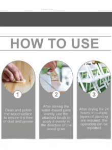 Pintura decorativa para muebles de madera a base de agua, pintura de madera a base de agua de colores para renovar y reacabar puertas de madera, muebles y ventanas - Multicolor - Ver 5