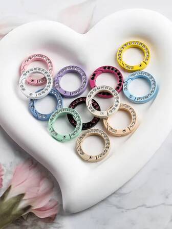 [20 Pieces] New Colorful Round Rhinestone Keychain Accessories / Suitable For Women's Keychains / DIY Jewelry Pendants With Spring Clasp / Durable, Rust-Resistant Alloy Material / Can Be Used For Making Keychains / Decorative Key Rings / Gift For Women / Material Suitable For Craft Enthusiasts