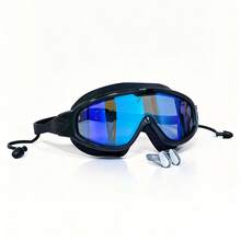 成人大框防水防雾游泳镜，内置耳塞、鼻夹，清晰视野游泳眼镜配件，沙滩必需品，沙滩配件，泳池浮板