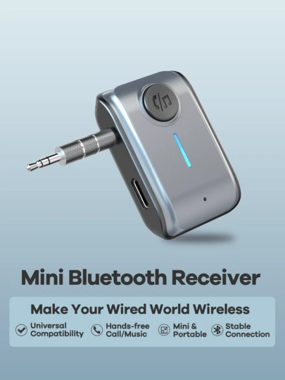 REMAX Mini Bluetooth Receiver With HD Mic; Plug & Play For Car/Home/Office; Multifunctional Wireless Adapter For Car&TV&PC&Speaker&Headsets;Compact & Portable; No Setup Needed; HiFi Stereo; Hands-Free Call;Car Stuff; Practical Car Accessories