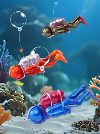 1件/3件装潜水员装饰树脂工艺品，漂浮潜水员，水族箱装饰用品