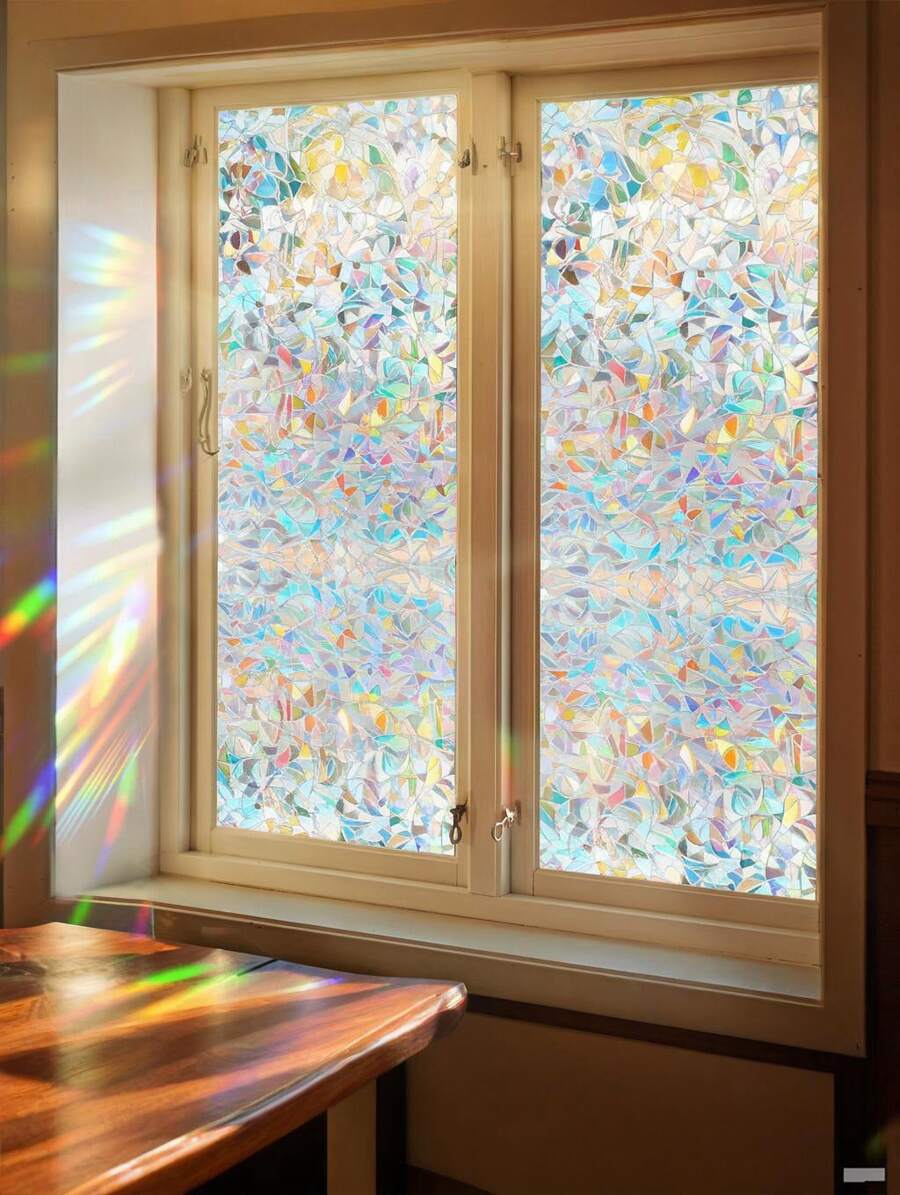 Brodark Phim dán kính laser 3D Holographic, Phim dán kính cửa sổ tĩnh điện, Miếng dán kính phòng tắm trong mờ không dính, Decal kính mờ phong cách Bắc Âu cho gia đình, phòng tắm, văn phòng