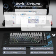 Bàn phím chơi game ATTACK SHARK X85PRO, 3 chế độ, thiết kế gioăng, màn hình, công tắc Blueberry, có thể thay nóng không dây 2.4G, Bluetooth 5.0, có dây USB, lập trình keymap, đèn RGB, pin 4000mAh, phím PBT có núm kim loại, 81 phím cho PC, tương thích với Windows - Nhiều màu - Xem 9