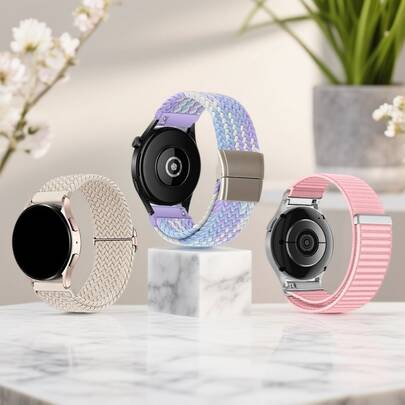 3 piezas Correas de reloj de nailon de 18/20/22 mm, correa de liberación rápida compatible con Samsung Galaxy Watch 7/6/5/4/FE, 6 Classic/4 Classic/Gear S3 Classic; Correa magnética trenzada compatible con Huawei Watch GT6/6Pro/GT5/GT4 Pro 46mm, Garmin Vivoactive 5/3/Active5/Vivoactive3, Amazfit Watch, Honor Watch, Casual y cómoda correa de reemplazo de bucle único ajustable