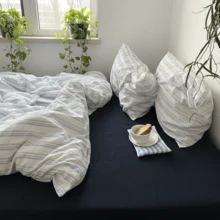 Vclife Modern Luxury Solid Color Duvet Cover Full For Girls Women And Jersey Knit Cotton Duvet Cover Queen Soft Grapefruit Bedding Set Queen , Ultra Soft, 4 Corner Ties With Two Pillowcases, No Comforter - 被套三件套-早安莫里 - 查看 3
