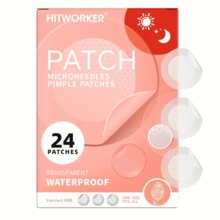 HITWORKER 24片装水胶体祛痘贴 - 日夜两用，温和不刺激 - 防水透气，有效遮盖痘痘和瑕疵，面部及肌肤护理祛痘贴 - 隐形超薄，必备 - 彩色 - 查看 1
