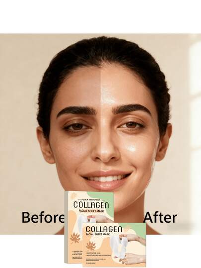 Trío de 4 mascarillas faciales de hoja de colágeno - Tecnología de absorción rápida con nicotinamida e ácido hialurónico, hidrata y calma la piel, hidrata y aclara los músculos, proporciona humedad duradera y mejora la elasticidad de la piel, rico en proteína de colágeno con moléculas pequeñas que nutren en profundidad, diseño compacto que ilumina la piel, adecuado para todo tipo de piel, portátil para el gimnasio, los viajes y la oficina, perfecto para hombres y mujeres en todas las estaciones