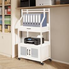 Office Storage Cart - White + MDF1 - View 2