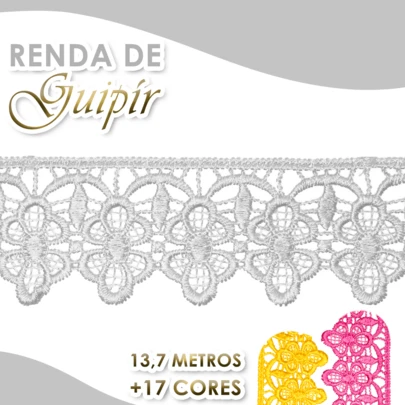 NYBC Renda Guipir 50mm Rolo com 13,7 Metros Acabamento Decorativo para Costura e Artesanato | Renda-592