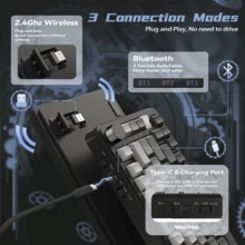 Bàn phím chơi game ATTACK SHARK X85PRO, 3 chế độ, thiết kế gioăng, màn hình, công tắc Blueberry, có thể thay nóng không dây 2.4G, Bluetooth 5.0, có dây USB, lập trình keymap, đèn RGB, pin 4000mAh, phím PBT có núm kim loại, 81 phím cho PC, tương thích với Windows - Nhiều màu - Xem 5