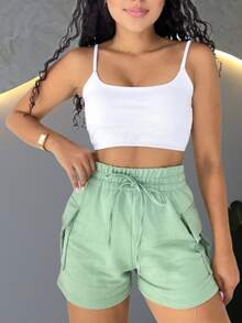 Women's Shorts Sweatpants Sweatpants Loose Shorts Comfortable Cotton - Màu xanh lá cây đậm - Xem 3
