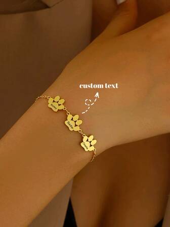 1 Pulsera personalizada con nombre de huella de pata, 1-3 nombres, pulsera elegante y personalizada con huella de perro, pulsera de perro/gato, pulsera con nombre de mascota, regalo para amantes de las mascotas, regalo conmemorativo de Navidad