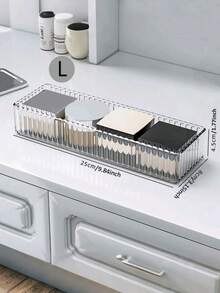 7件套波浪形透明化妆品收纳盒，桌面收纳盒，抽屉收纳盒，台面收纳盒，可堆叠收纳盒，卧室装饰，节日装饰，房间装饰，家居装饰收纳盒，适用于收纳整理化妆品、文具、餐具、香水等。 - 無色 - 查看 8