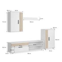 Duehome Phòng khách mô-đun Lunet có kích thước 190 cm - Artik White (Trắng mờ) - Gỗ sồi Canada - Xem 6