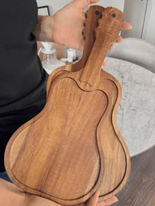 1/2 Pezzi Vassoio in legno a forma di pipa, tagliere per formaggi, vassoio di legno dalla forma irregolare, vassoio per servire la colazione, vassoio per decorazione di feste con cibo, vassoio per bistecca, vassoio per frutta, vassoio per caramelle, piatto per sushi - Castano - Visualizzare 3