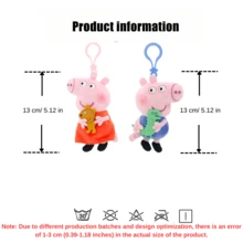 Peppa Pig 官方授权小猪佩奇和乔治毛绒挂件 - 柔软卡通毛绒玩偶钥匙扣，适合儿童、青少年和毛绒玩偶爱好者 - 可爱的站立高度 13 厘米（约 5.1 英寸）填充挂件，可挂在背包、书包上 - 彩色 - 查看 9