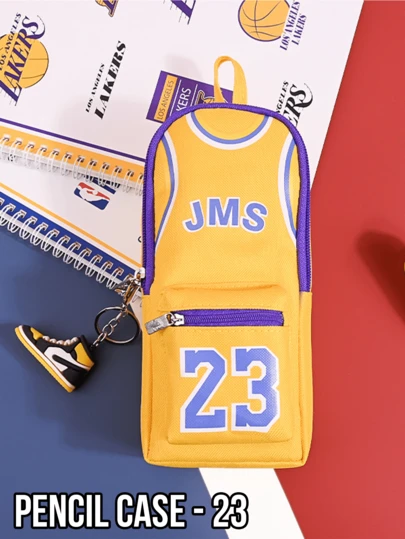 NBA Lakers LeBron James #23 Yellow Pencil Case, Iconic #23 Themed Design, Wear-Resistant Scratch-Proof PU Leather, Magnetic Snap Closure + Multi-Pocket Organizer (Fits 25+ Stationery + Small Gadgets), Slim Portable & Backpack-Friendly, Cool Sports Style, Must-Have Back-To-School Supplies For Teens/Students, Stylish Gift For LeBron Fans (Boys/Girls/Basketball Lovers)