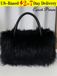 Women's Fuzzy Tote Bag Furry Shoulder Bag Large Plush Top Handle Purses Winter Women's Shoulder Handbags Fluffy Handbags Cute Soft Fluffy Purse Furry Bag Crossbody Bag With Shoulder Strap For Sending Friends Shopping, Dating, Thanksgiving Dinner Purse Shopping Working - Multicolor - View 2