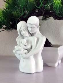 1pc White Family-Themed Art Sculpture, Simple And Warm Design - Cozy And Healing Home Decoration Suitable For Living Rooms/Studies Of Those Who Love A Family Atmosphere. It Conveys The Aesthetics Of Kinship And Makes A Thoughtful Gift For Housewarmings, Family Anniversaries, And Heartwarming Occasions. A Creative Couple's Gift, A Home Decor Piece, And Decorative Sculpture. - White - View 1