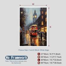 1 Pieza de Pintura en Lienzo de Escena Romántica de la Calle de Londres, Hermosa Escena Nocturna de Arte en Lienzo sin Marco, Adecuada para Sala de Estar, Dormitorio, Pasillo - transparente - Ver 3