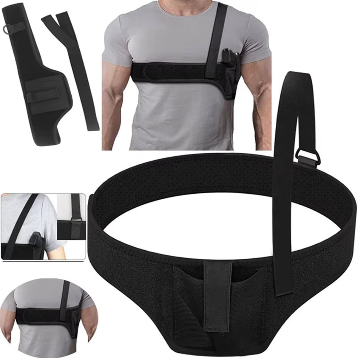 Deep Concealment Shoulder Holster, Universal Underarm Gun Holster For Men And Women, Fits Subcompact And Compact Pistols For S&W Bodyguard, M&P Shield 9mm, G-Lock 19 26 42 43, Ruger LCP, LC9, Sig P365 - Black - View 1