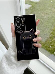 Fundas para teléfono populares. Gato negro misterioso .Cómodas al tacto. Compatibles con Apple  16, 15, 14, 13, 12, 11, Pro, Max, Plus, X, XR, XS Max y  S24, S25, S23, S22, S21, S20, A35, A34, A32, A55, A54, A15, A13, A14, A12. - Blanco - Ver 2