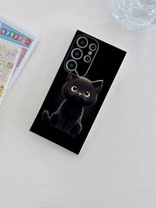 Fundas para teléfono populares. Gato negro misterioso .Cómodas al tacto. Compatibles con Apple  16, 15, 14, 13, 12, 11, Pro, Max, Plus, X, XR, XS Max y  S24, S25, S23, S22, S21, S20, A35, A34, A32, A55, A54, A15, A13, A14, A12. - Blanco - Ver 1