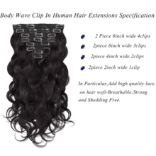 Body Wave Clip In Extensions Real Human Hair Extensions Clip Ins 8 Pcs Thick Invisible Clip In Hair Extensions #1B Natural Black - Natural Black - Xem 4