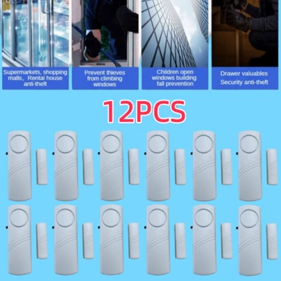 1 st. vitt smart dörr- och fönsterstöldlarm, tillgängligt i 1 st., 4 st. eller 12 st. förpackning, multifunktionellt magnetiskt dörrlarm med hög decibelvarning, lång standby-mini bärbar stöldskyddsenhet lämplig för ensamstående kvinnor, hem och butiker, ingen borrinstallation