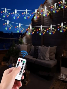 1 buc Lampă cu șir de artificii 50/100LED, Lampă cu șir decorativ de Crăciun, Lampă de zână cu stele colorate, Lampă cu șir decorativ alimentată prin USB cu telecomandă, Potrivită pentru decorarea lămpii de Crăciun în grădină, decorarea piscinei, terasăi, petrecerii, nunților, de Crăciun, campingului, gardului rulotei - USB + telecomanda - Vizualizare 8