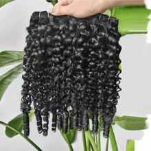 Curly Human Hair Bundles 16 18 20 Inches 3Pcs Water Wave Burmese Curly Bundles Human Hair Weave With Spiral End 3c4a Quick Weave Hair For Women Natural Black