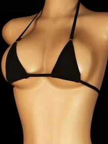 2PCS Sexy Lingerie Sexy Mini Triangle String Bikini Set 2 Pieces Swimwear Thong Bottoms Women's Micro Bikini - Black - View 5