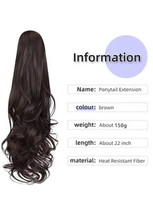 Hair Ponytail Extension Claw Clip In Ponytail Hair Extensions Pony Tail Extensions Natural Wavy Synthetic Curly Hairpiece Dark Brown For Women - Multicolor - View 7