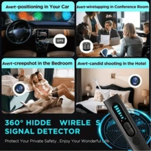 1 pieza Detector de mini cámara portátil, con función de señal RF antiespionaje y 5 niveles de sensibilidad, puede detectar cámaras ocultas y rastreadores GPS, adecuado para automóviles, casas interiores, hoteles, baños, viajes, oficinas y otras escenas, y se puede cargar a través de USB. Es pequeño y fácil de transportar, lo cual es muy adecuado para proteger la privacidad y la . - Negro - Ver 7