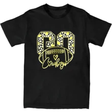 Football Shirts For Women Vintage Game Day Tshirt Football Team Fans Heart Graphic Short Sleeve Tops - 黑色 - 查看 1