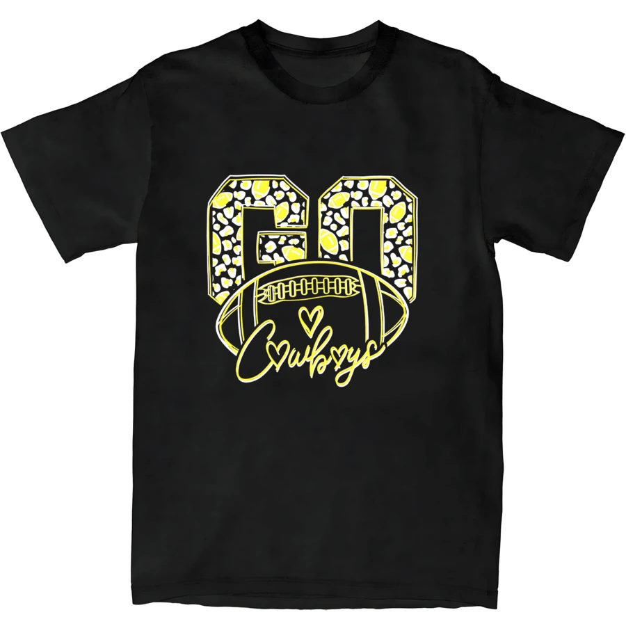 Football Shirts For Women Vintage Game Day Tshirt Football Team Fans Heart Graphic Short Sleeve Tops - 黑色 - 查看 1