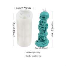 Molde de silicona en forma de calavera apilada para vela aromática, joyería de resina, cuentas y manualidades DIY | Decoración espeluznante para el hogar y regalo de Halloween hecho a mano - Blanco - Ver 5