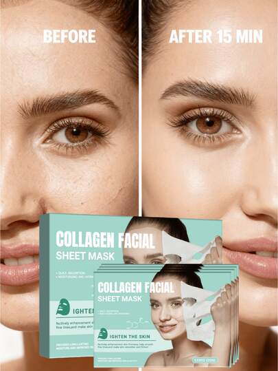 Set de 4 mascarillas faciales de colágeno, ligeras y transpirables para una penetración cristalina clara, proporcionan un cuidado suave y húmedo, una nutrición profunda y un refinamiento de los poros, mejoran la barrera cutánea y la suavidad, adecuadas para otoño e invierno, regalo ideal para madres y amigos en ocasiones especiales.