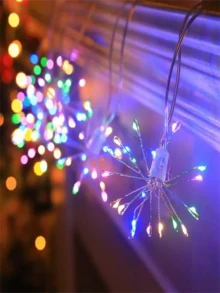 1 buc Lampă cu șir de artificii 50/100LED, Lampă cu șir decorativ de Crăciun, Lampă de zână cu stele colorate, Lampă cu șir decorativ alimentată prin USB cu telecomandă, Potrivită pentru decorarea lămpii de Crăciun în grădină, decorarea piscinei, terasăi, petrecerii, nunților, de Crăciun, campingului, gardului rulotei - USB + telecomanda - Vizualizare 4