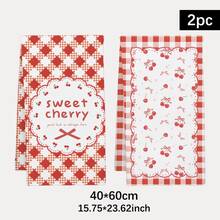 2pcs Minimalist Plaid Cherry & Bow Pattern Kitchen Towels, Soft Polyester Material Dish Cloths, Suitable For Kitchen Decor, Kitchen Cleaning, Holiday Party Decoration, Kitchen & Bathroom Essentials, Home Decor, Housewarming Gift - Multicolor - View 3