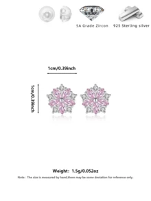 1 对奢华 925 纯银樱花耳钉，优雅适合日常通勤，金银色方晶锆石环形耳环，十月诞生石，适合女士和女孩休闲、旅行、派对、礼物，配有精致礼品盒 - 銀色 - 查看 7